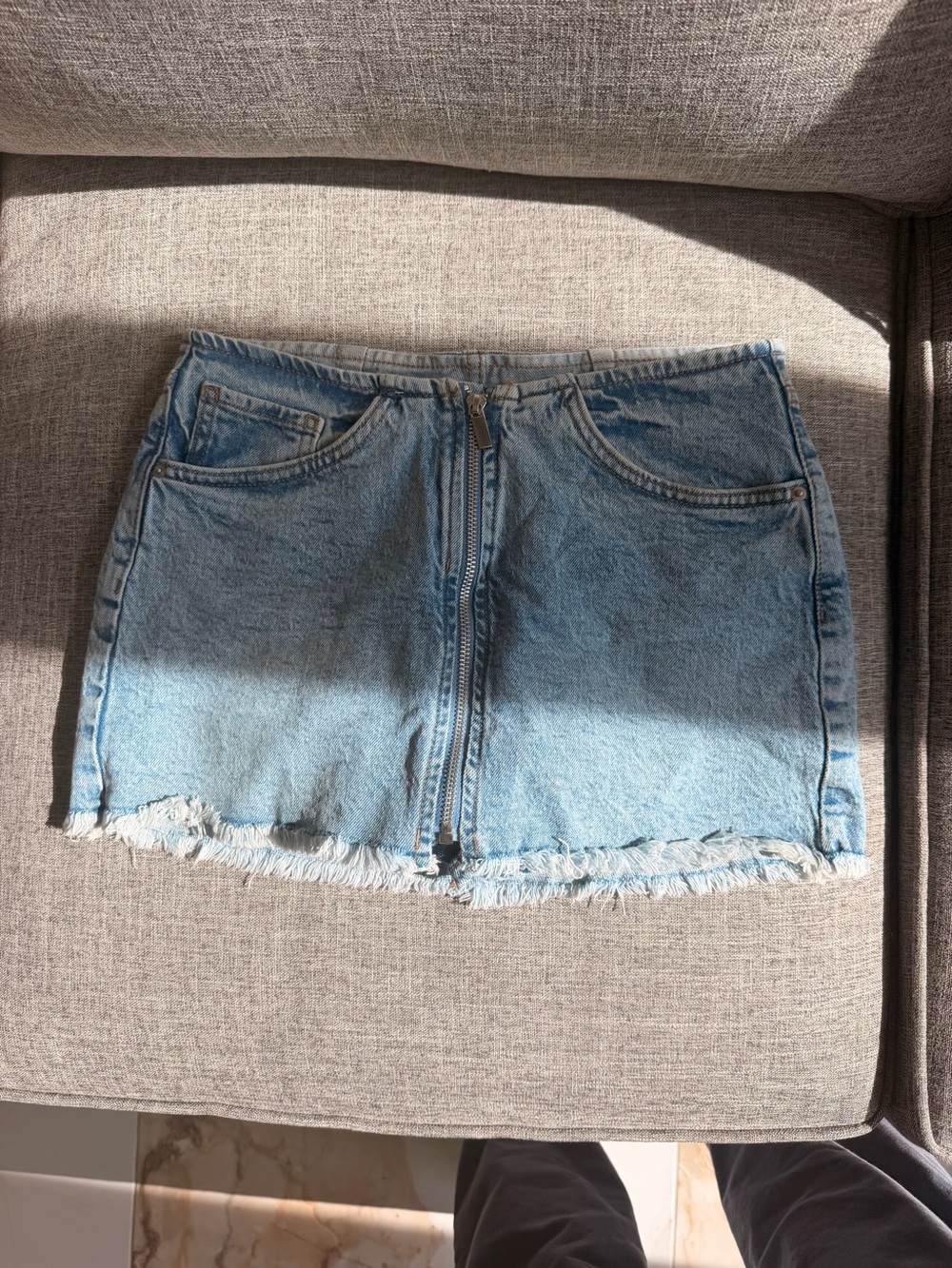 wild fable Light Blue Denim Mini Skirt with Frayed Hem